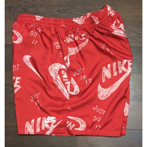 Nike Men Nsw Woven Flow Swoosh All Over Print Shorts Large CU4359-657 Red/White - Picture 1 of 11
